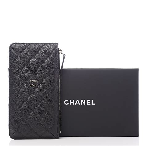 CHANEL Caviar Quilted Classic Flat Wallet Pouch Black 1510285 